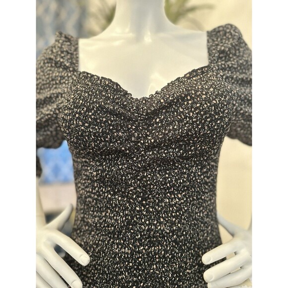 Womens All Over Smocking Dress Bodycon Ruched Elastic Curve‎ Hugging Size M/8/10 - Picture 3 of 16